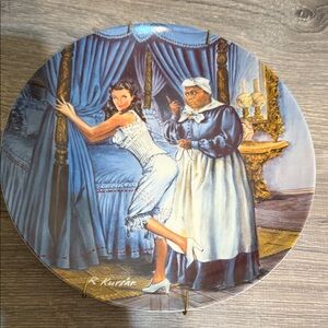Gone w/ the Wind Knowles Decorative Plate w/ Wall Hanger Mammy Lacing Scarlett
